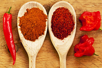 Image showing Chili Cayenne and bishop?s crown with chili powder