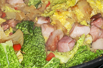Image showing Hotpot with green kale and bacon