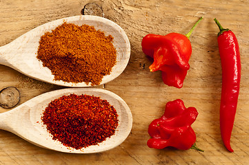 Image showing Chili Cayenne and bishop?s crown with chili powder