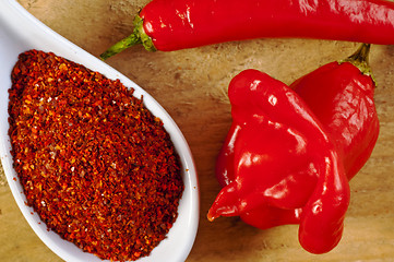 Image showing Chili Cayenne and bishop?s crown with chili powder