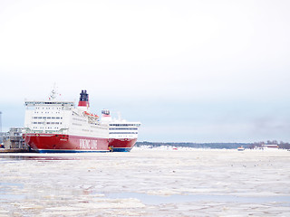 Image showing Red and white ferries