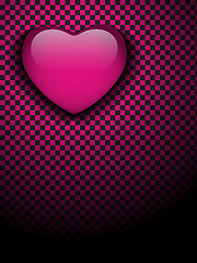 Image showing Valentines Day Glossy Emo Heart. Pink and Black Checkers