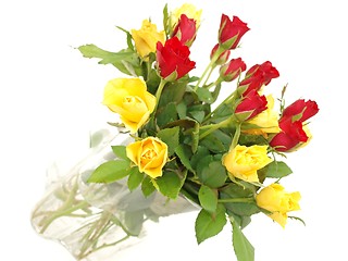 Image showing Red and yellow roses