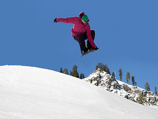 Image showing Snowboard jumping