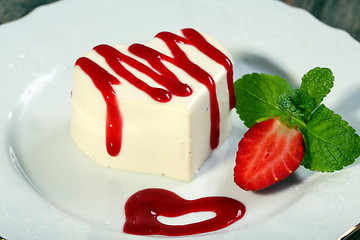 Image showing Dessert in the shape of a heart closeup. 