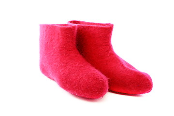 Image showing Short pink felt boots. 