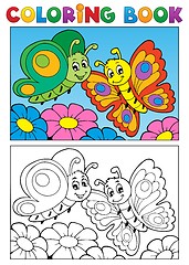 Image showing Coloring book butterfly theme 1