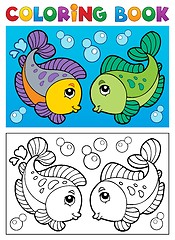 Image showing Coloring book with fish theme 2