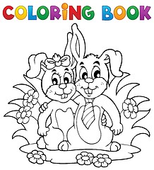 Image showing Coloring book rabbit theme 2