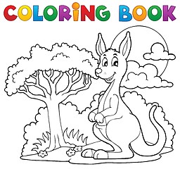 Image showing Coloring book with happy kangaroo