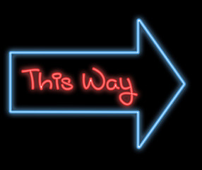 Image showing Neon signboard - This Way
