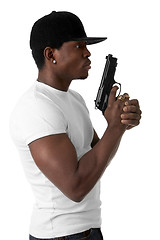 Image showing Young thug with a gun