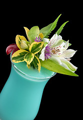 Image showing Alcohol drink, cocktail with flower, isolated 