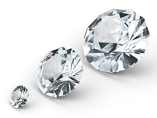 Image showing Three different diamonds on white background