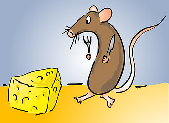 Image showing Mouse and cheese