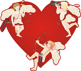 Image showing red heart and cupids 