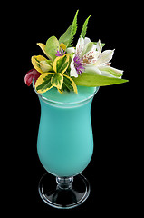 Image showing Alcohol drink, cocktail with flower, isolated 