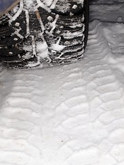 Image showing Car tire on snow