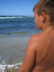 Image showing Contemplating the Surf