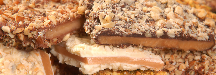 Image showing Variety of English Toffee with a shallow depth of field