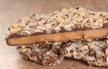 Image showing Dark Chocolate English Toffee with pecan unts