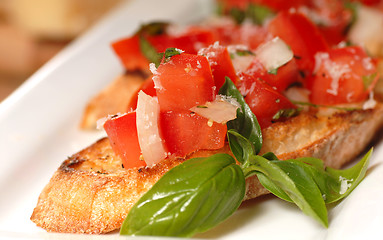 Image showing Bruschetta with tomato and basil