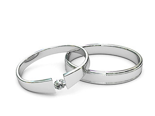 Image showing Platinum or silver rings with diamond