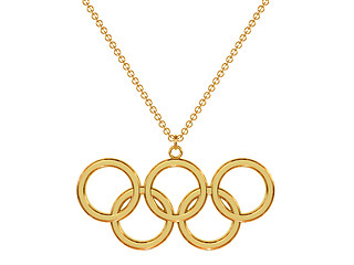 Image showing Gold olympic rings pendant on chain