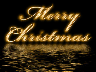 Image showing Merry Christmas - written with reflection in rippled water