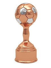 Image showing Bronze soccer ball trophy on pedestal