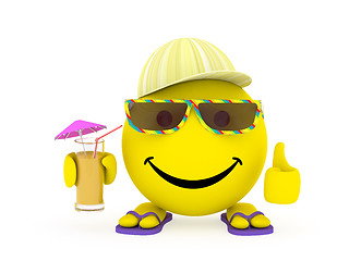 Image showing Happy face yellow ball in summer clothes