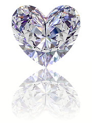 Image showing Diamond in shape of heart on glossy white background