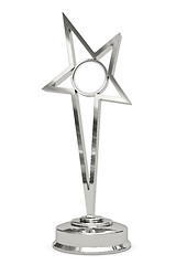 Image showing Silver or platinum star prize on pedestal with blank round plate