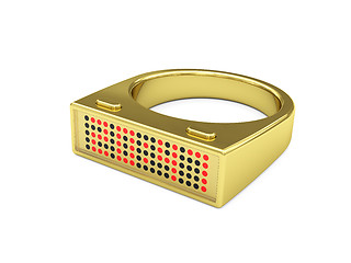 Image showing Golden ring with electronic led watch