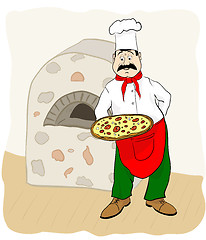 Image showing Cook with pizza