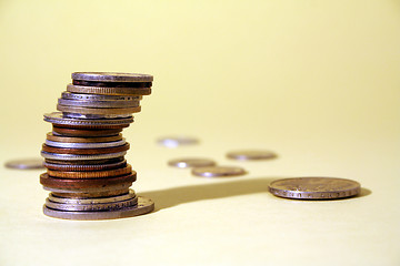 Image showing Coins in a vertical raw