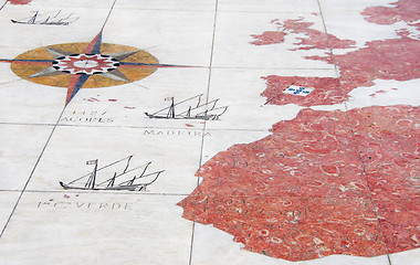 Image showing Old map on pavement, Belem district, Portugal