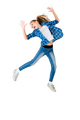 Image showing The girl in a jump