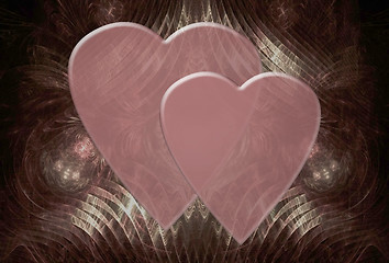 Image showing Two Hearts On Intricate Background