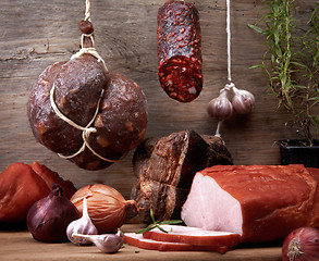 Image showing various meat and sausages