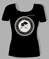 Image showing t-shirt design  with  portrait of beautiful girl in art nouveau 