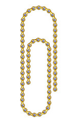 Image showing Golden paperclip with diamonds