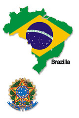 Image showing The map and the arms of Brazil