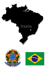 Image showing Black map of Brazil with its state symbols