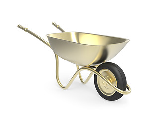 Image showing Golden wheelbarrow