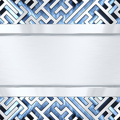 Image showing Blank silver plate on maze background
