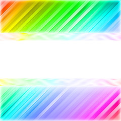 Image showing Blank white plate on the colorful diagonal lines background