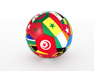 Image showing 3d rendering of a soccer ball with flags of the African countries