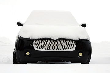 Image showing Black Smiling Micro Car Under Snow