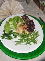 Image showing Scallops and greens